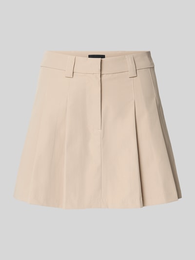 Produktfoto, Faltenrock in A-Linie von Gina Tricot in Beige mit gleichmäßigen Falten, Minirock, glatte Struktur, Bundweite 39 cm, Gesamtlänge 37 cm