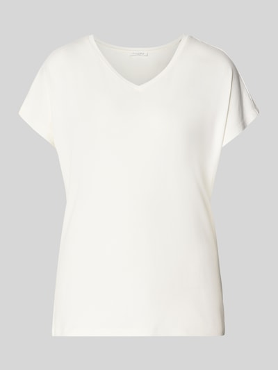 Christian Berg Woman T-Shirt aus Viskose-Elasthan-Mix mit V-Ausschnitt Offwhite 1