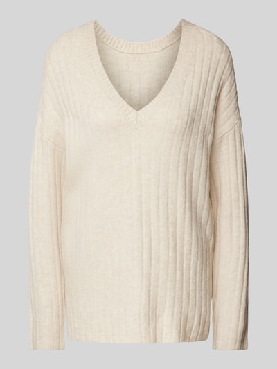 Vila Gebreide pullover met V-hals, model 'MIRAZ' Beige - 2