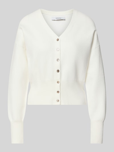 Produktfoto, Regular Fit Cardigan mit Viskose-Anteil Modell 'Compact' von Topshop, mieszanka bawełny i wiskozy, krój regular fit, imitacja dzianiny, dekolt w serek, długość tyłu w rozmiarze S 50 cm, długość rękawów w rozmiarze S 55 cm