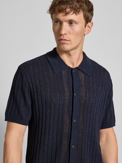 Les Deux Regular Fit Freizeithemd aus Baumwoll-Leinen-Mix Modell 'Floyd' Marine 3