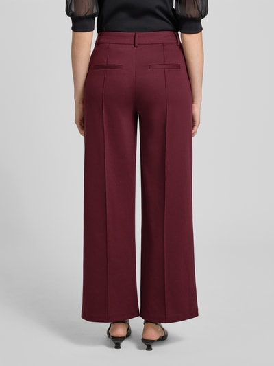 ICHI Wide leg stoffen broek met vaste persplooien, model 'KATE' Bordeaux - 5