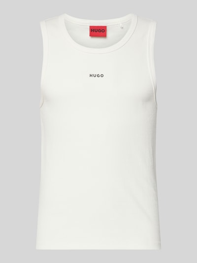 Produktfoto, Slim Fit Tank Top aus Baumwoll-Mix Modell 'DAPOTA' von HUGO in Weiß, Optik: Unifarben, Feinripp-Textur, Label-Applikation.