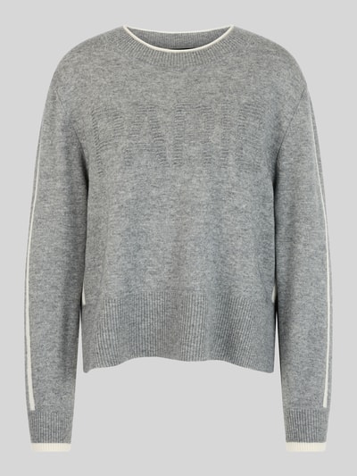 Marc Cain Pullover aus Wolle Alpaka mit Strukturlogo Mittelgrau 2
