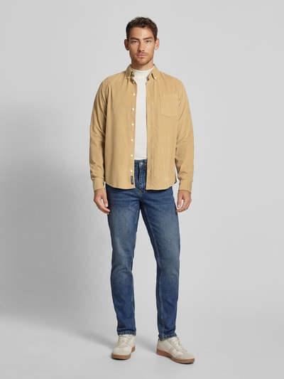 Casual Friday Regular fit corduroy overhemd met button-downkraag, model 'ANTON' Beige - 1