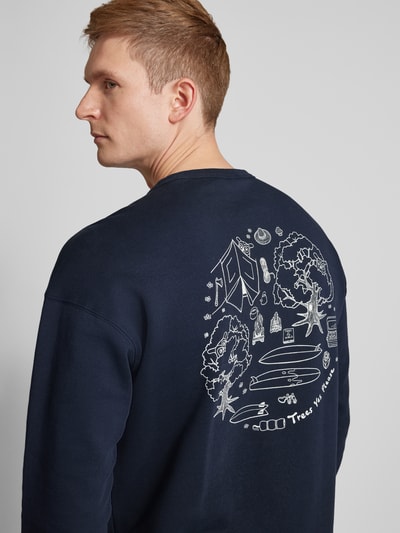 Knowledge Cotton Apparel Sweatshirt mit Label-Stitching Dunkelblau 3