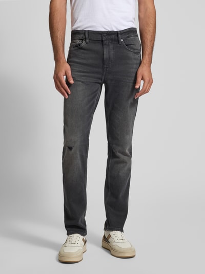BOSS Orange Slim Fit Jeans aus Baumwoll-Mix Modell 'DELAWARE' Anthrazit 4