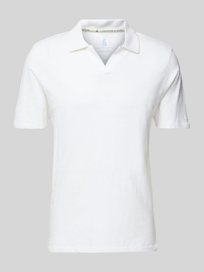 Colours & Sons Slim Fit Poloshirt aus Baumwoll-Leinen-Mix Weiss 2