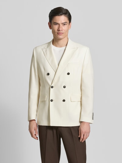 Männermodel trägt Regular Fit Anzugsakko mit Wool-Anteil von SELECTED HOMME in Optik: Unifarben und Material-Mix, Ganzkörperansicht von vorne.