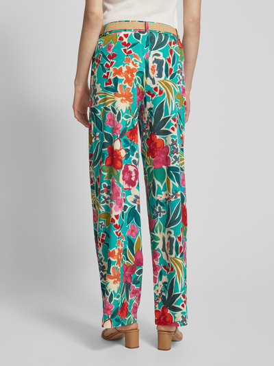 Christian Berg Woman Wide leg stoffen broek met bloemenprint Turquoise - 5