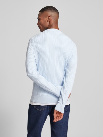 Tommy Hilfiger Slim Fit Strickpullover mit Fischgrät-Struktur Hellblau 5