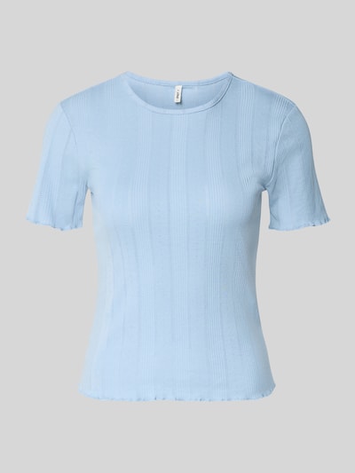 Produktfoto, Slim Fit T-Shirt aus Baumwoll-Mix Modell 'TENNA' von ONLY, efekt: jednolity kolor, mieszanka bawełny, okrągły dekolt, krótki rękaw, zakończenie rękawów i wykończenie: frill