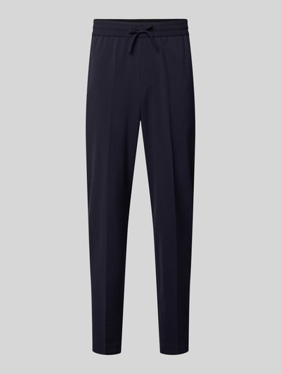 Produktfoto, Relaxed Fit Sweatpants mit Viskose-Anteil von Lindbergh, elastyczna mieszanka materiałów z dodatkiem wiskozy, krój relaxed fit, kanty, elastyczny pas z tunelem, kolor ciemny, szerokość w rozmiarze M: 41 cm, długość wewnętrzna nogawki w rozmiarze M: 79 cm