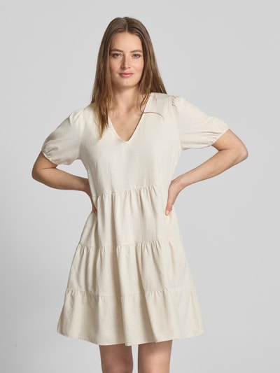 Vila Mini-jurk met volantzoom, model 'PRISILLA' Beige - 4