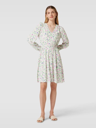 Selected Femme Knielange jurk van viscose met bloemenmotief, model 'MALIDA' Lichtgroen - 1