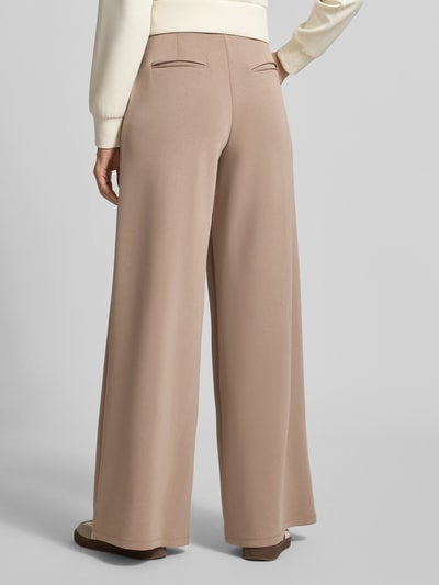 Guess Activewear Wide leg stoffen broek met labelapplicatie, model 'OLYMPE' Taupe - 5