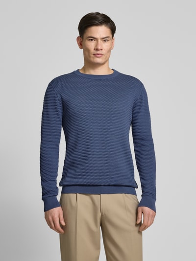 Knowledge Cotton Apparel Strickpullover mit Strukturmuster Modell 'VAGN' Rauchblau 4