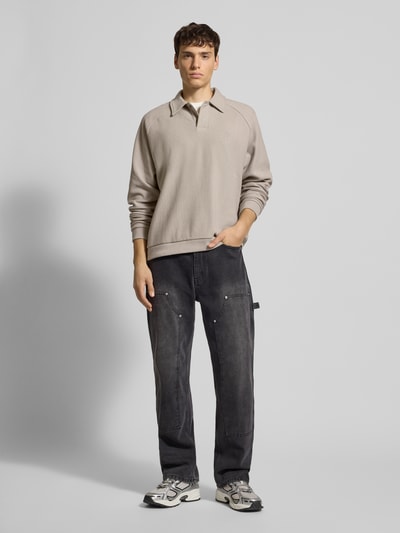 REVIEW Sweatshirt met polokraag Lichtgrijs - 1