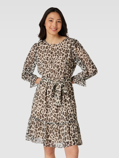 Jake*s Collection Knielanges Kleid mit Animal-Print Ecru 4