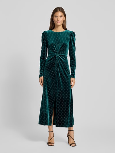 YAS Sukienka koktajlowa z aksamitu z dodatkiem moheru model ‘HELLA’ Ciemnozielony 4