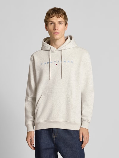 Tommy Jeans Bluza z kapturem o kroju regular fit z mieszanki bawełny Jasnoszary melanż 4