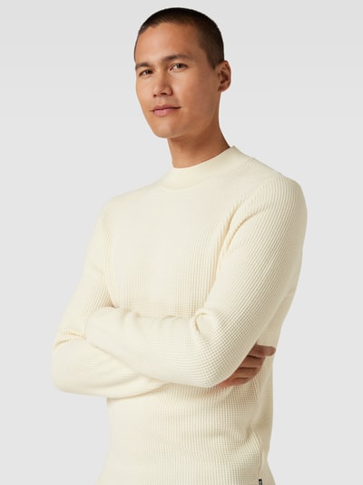 BOSS Gebreide pullover met opstaande kraag, model 'Opale' Offwhite - 3