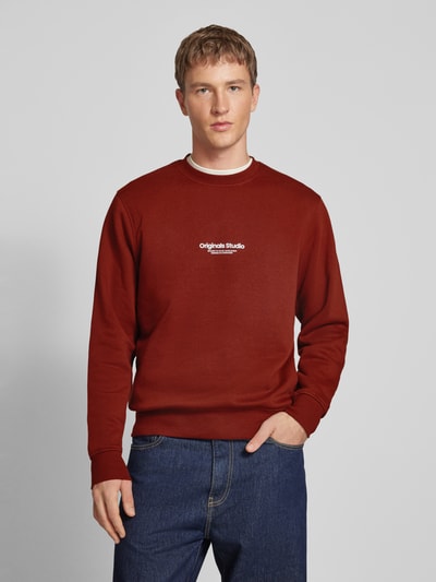 Jack & Jones Sweatshirt mit Label-Print Modell 'VESTERBRO' Rostrot 4