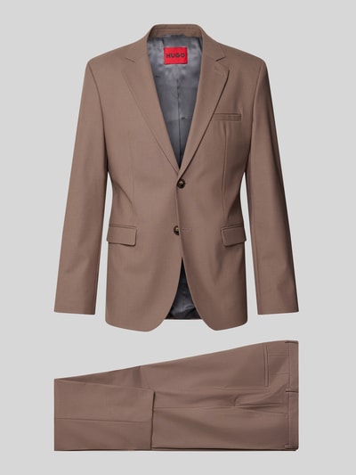 Produktfoto, Super Slim Fit Anzug aus Woll-Mix Modell 'Hesten' von HUGO, brązowy odcień, proste linie, gładka faktura, garnitury męskie