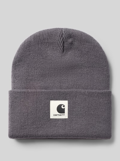 Produktfoto, graue Strickmütze mit breitem Umschlag, Label-Patch, Beanie mit Label-Patch Modell 'ASHLEY' von Carhartt Work In Progress