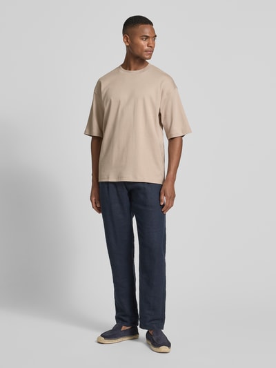 JAKE*S STUDIO MEN T-Shirt aus Bio-Baumwolle mit geripptem Rundhalsausschnitt Taupe 1