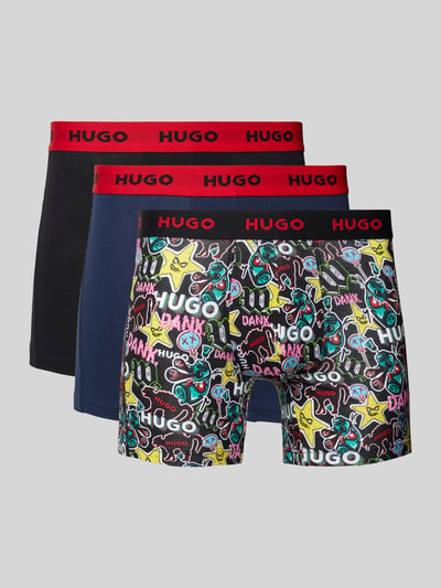 HUGO Trunks mit elastischem Logo-Bund im 3er-Pack Marine 1