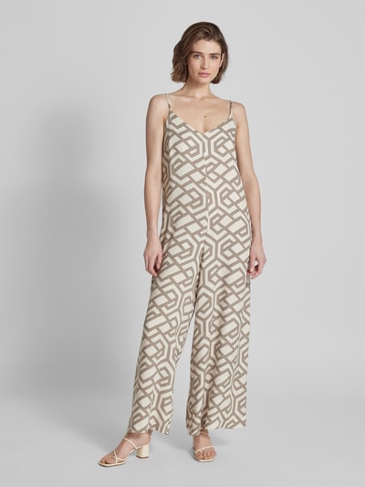 Apricot Jumpsuit van viscose met all-over motief Offwhite - 4