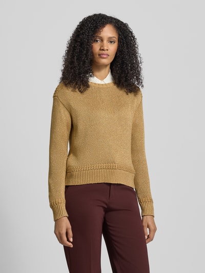 Lauren Ralph Lauren Gebreide pullover met ronde hals, model 'FASHMETTE' Goud gemêleerd - 4
