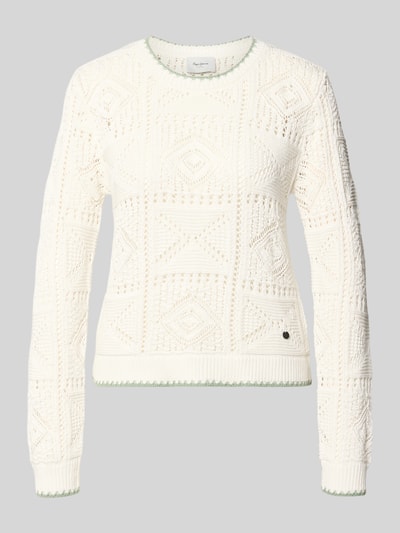 Productfoto, Regular Fit Strickpullover aus reine katoen model 'KAS' van Pepe Jeans in breilook met ronde hals en labelapplicatie
