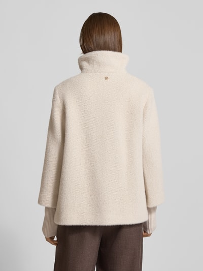 s.Oliver BLACK LABEL Regular Fit Webpelzjacke mit langen Rippstrick-Manschetten Sand 5
