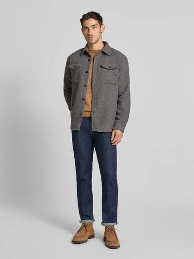 SELECTED HOMME Regular fit overhemdjack met wol, model 'LOSEPABLO' Donkergrijs - 1
