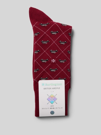 Burlington Sokken met labelprint Bordeaux - 3