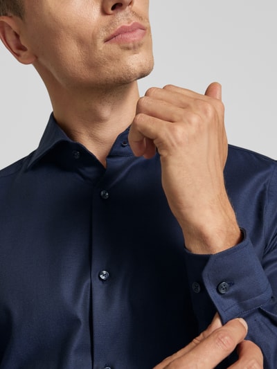 JOOP! Collection Slim fit zakelijk overhemd met haaikraag, model 'Pares' Donkerblauw - 3