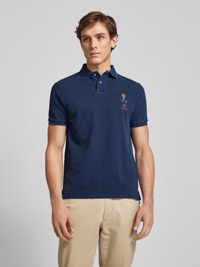 Polo Ralph Lauren Custom slim fit poloshirt met labelstitching Marineblauw - 4