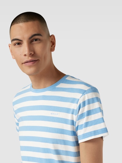 Gant T-Shirt mit Streifenmuster Hellblau 3