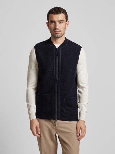 Fynch-Hatton Gilet van wol met labeldetail Marineblauw - 4