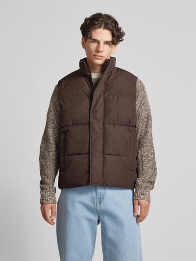 Jack & Jones Steppweste mit Stehkragen Modell 'BRADLEY' Mittelbraun 4