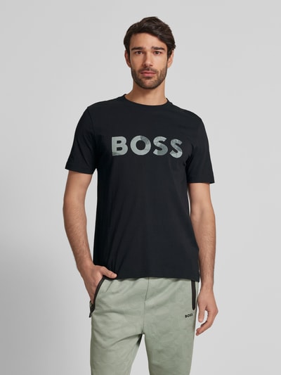 BOSS Green T-shirt met logoprint en ronde hals Zwart - 4