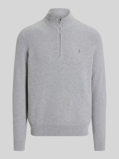 Polo Ralph Lauren Regular Fit Troyer aus Baumwoll-Mix mit Logo-Stitching Hellgrau Melange 2