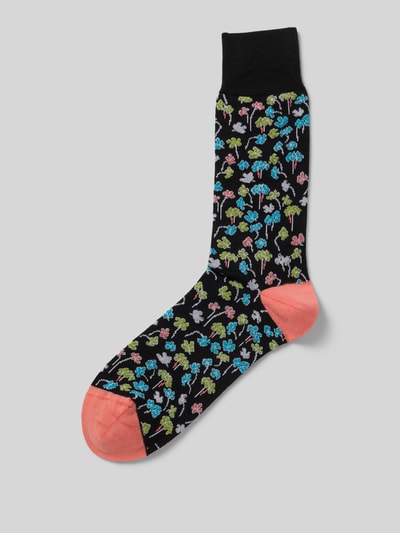 PAUL SMITH Socken mit gerippten Bündchen Modell 'OXALIS FLORAL' Black 1