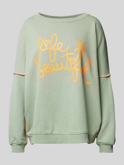 miss goodlife Sweatshirt met labelprint model 'Life is beautif' Mintgroen - 2