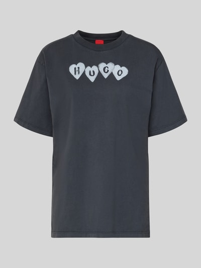 Produktfoto, Regular Fit T-Shirt aus reiner Baumwolle Modell 'VINTAGE TEE_22' von HUGO in Schwarz, Jersey-Oberfläche, Label Print, unifarben