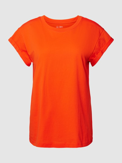 Jake*s Casual T-Shirt mit geripptem Rundhalsausschnitt Dunkelorange 2