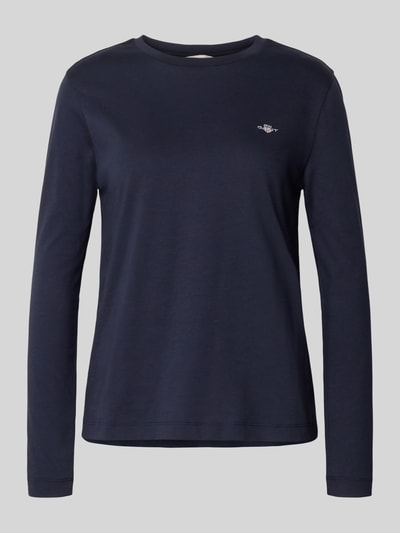Gant Bluzka z długim rękawem, okrągłym dekoltem i wyhaftowanym logo Granatowy 2