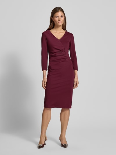 Rinascimento Knielange cocktailjurk met V-hals Bordeaux - 4